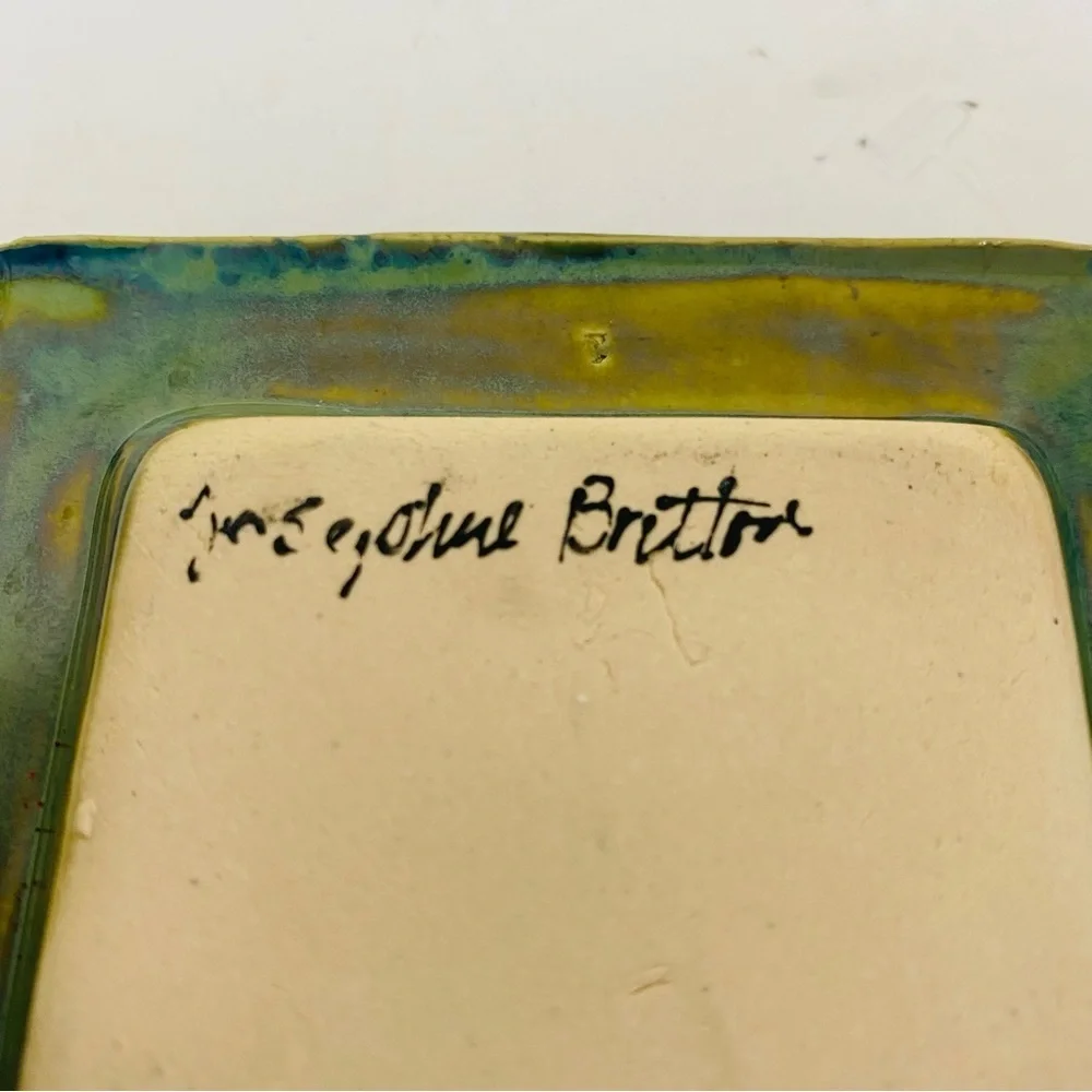 Handmade Ceramic Butter Dish W/ Whimsical Bird And Flower Motif Lid Signed